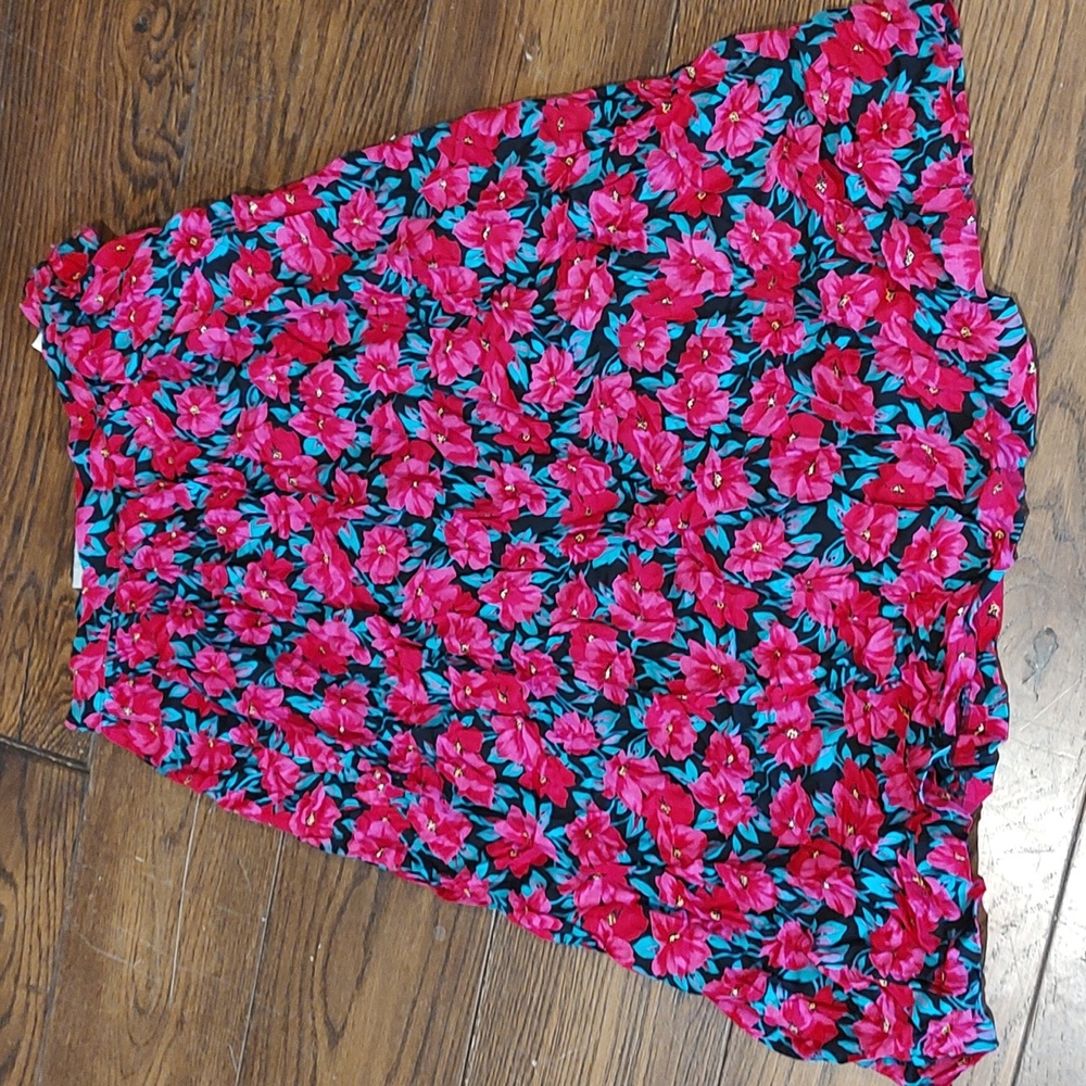 Vintage Colorful Floral Pleated Skirt